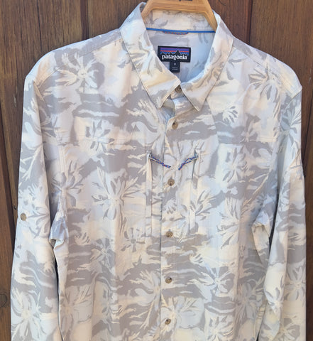 M's L/S Sun Stretch Shirt - Cliffs and Waves - WBA Logo